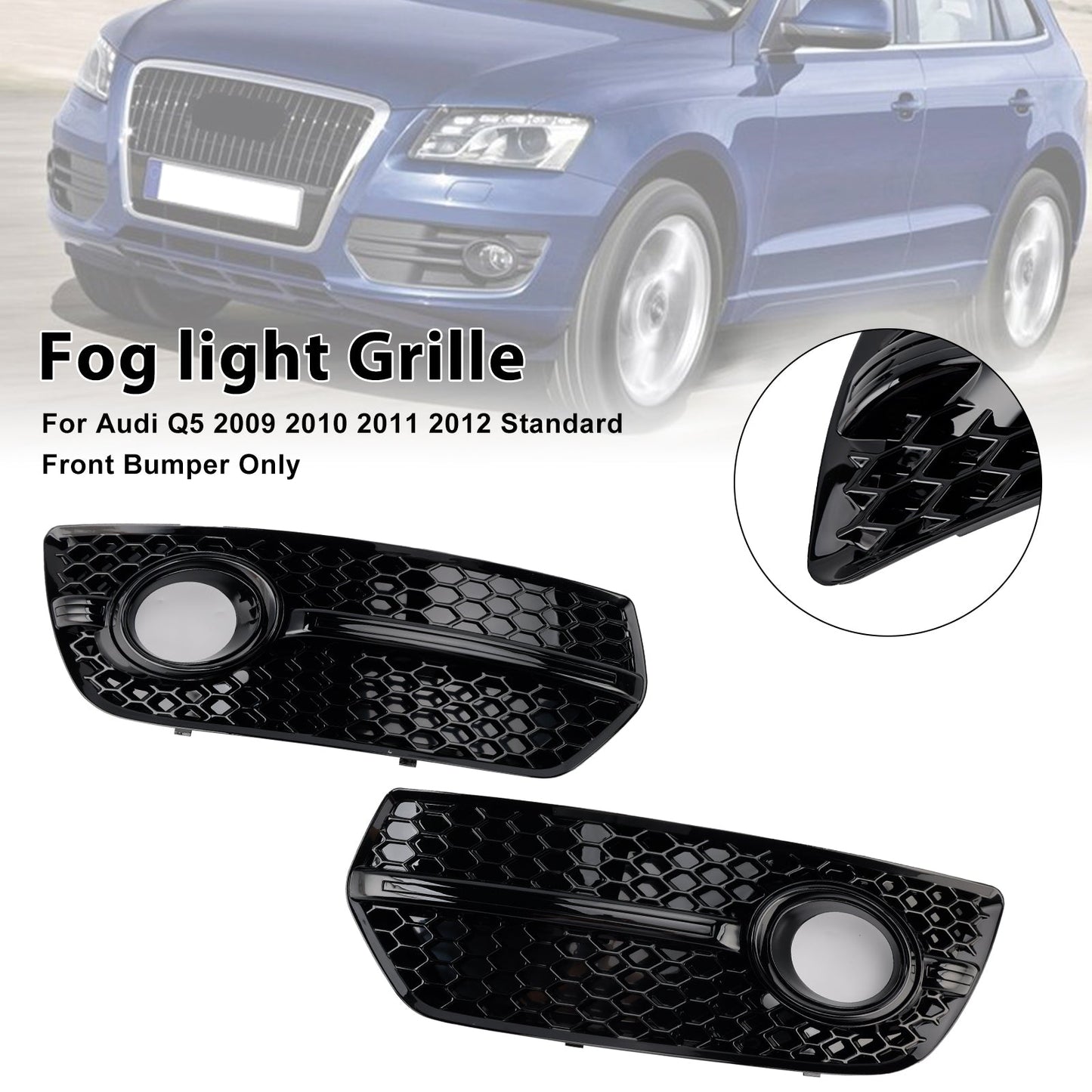 2009-2012 2PCS Front Bumper Grill Fog Light Lamp Covers Fit Audi Q5