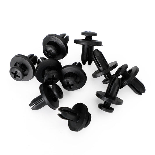 Lot de 10 clips de garniture de panneau de carénage de 6 mm à visser, rivets universels pour moto