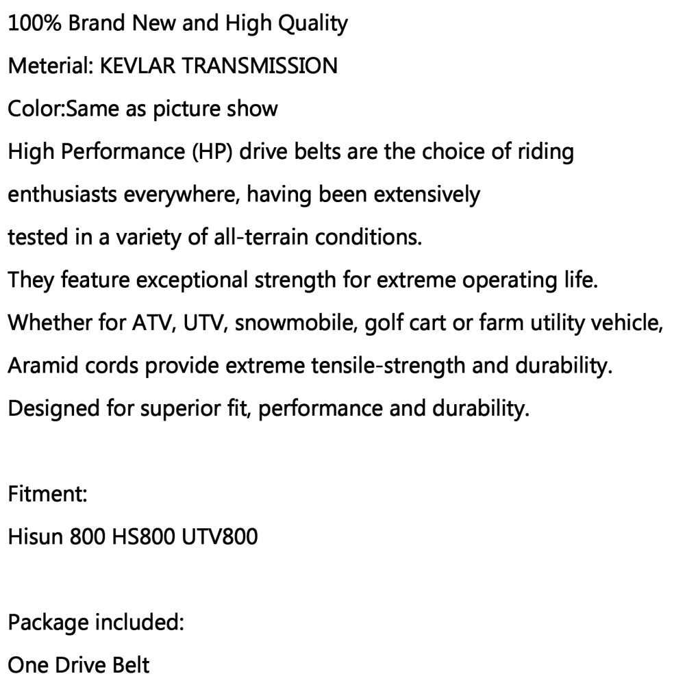 Courroie de transmission neuve pour VTT, UTV, pour Hisun 800 HS800 UTV 800 Bennche QLINK