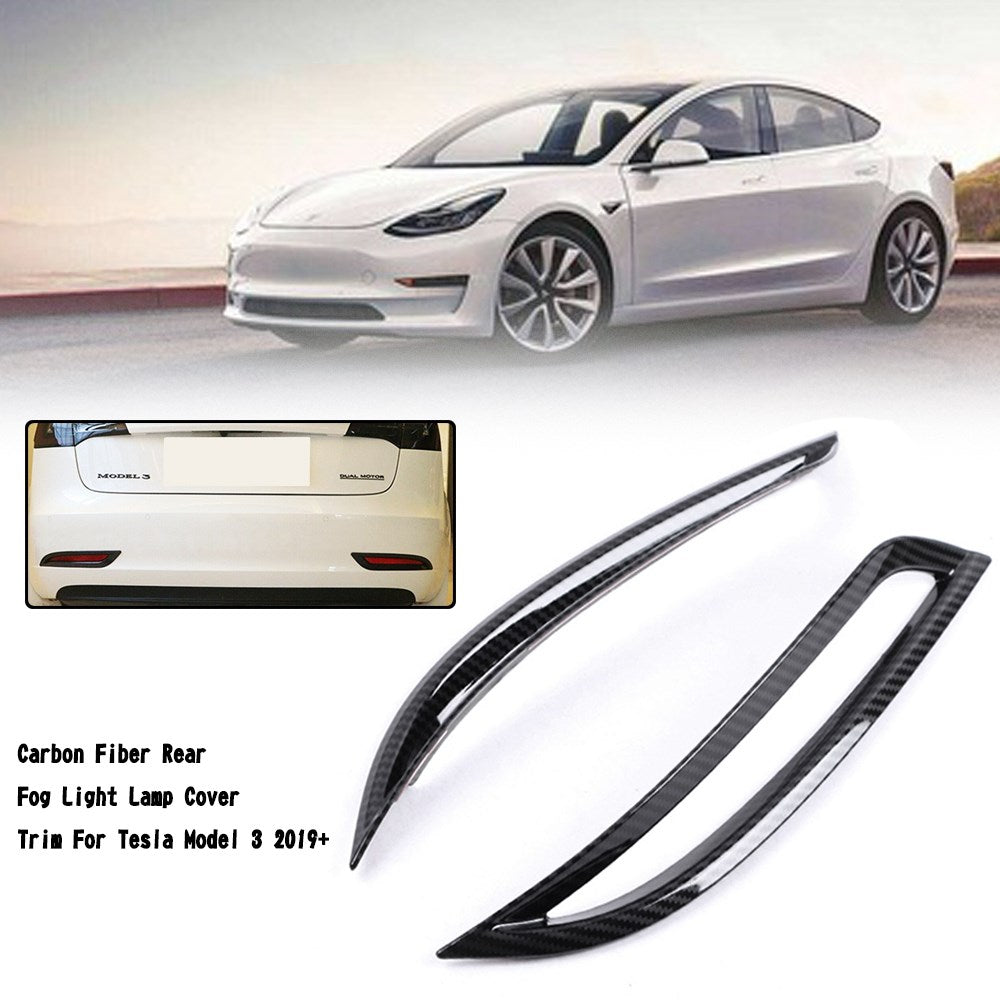 Garniture de couvercle de feu antibrouillard arrière en fibre de carbone pour Tesla Model 3 2019-2022