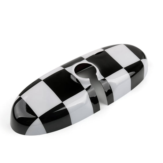 Coque de rétroviseur à carreaux noirs pour BMW MINI Cooper R55 R56