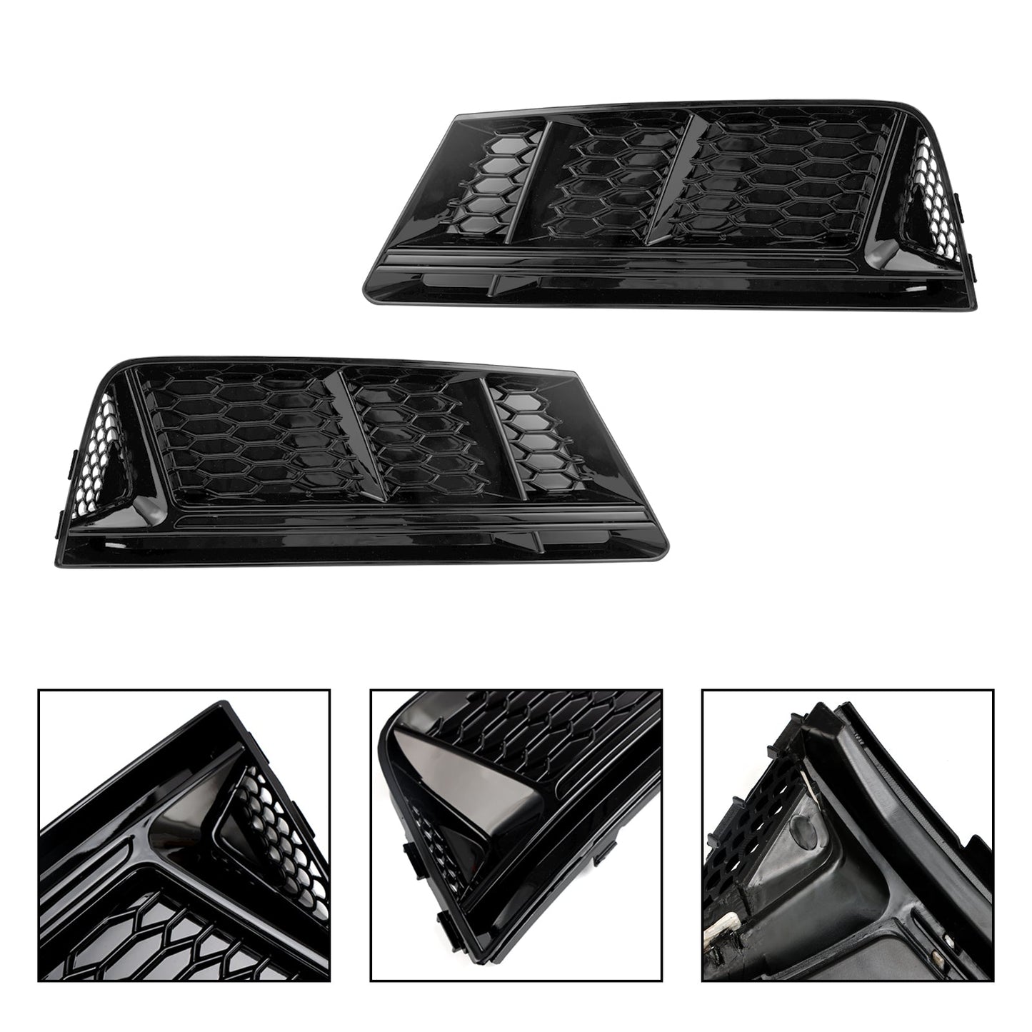 2016-2018 Audi A4 B9 Standard Version RS4 Style Front Fog Light Grill Lower Bumper Chrome