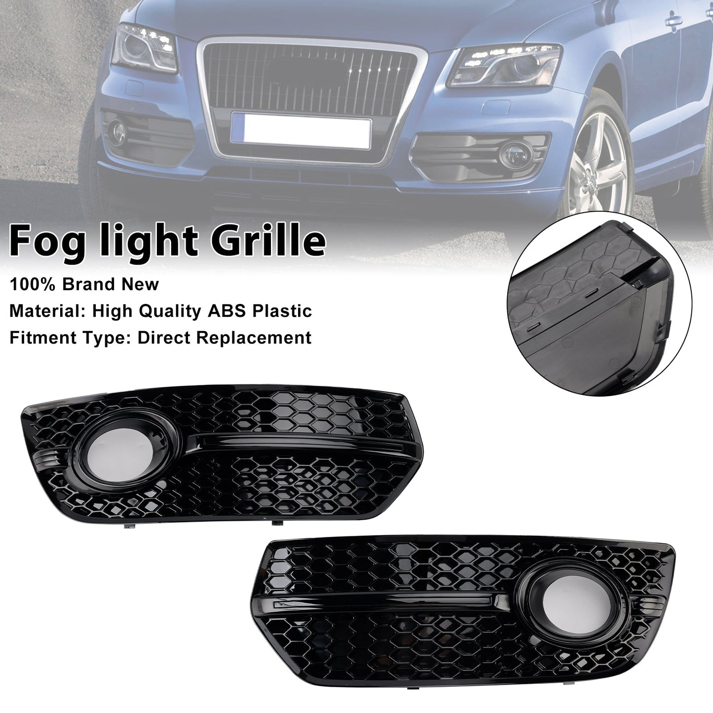 2009-2012 2PCS Front Bumper Grill Fog Light Lamp Covers Fit Audi Q5