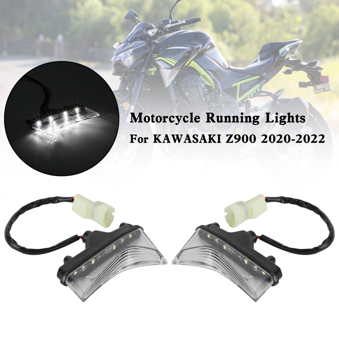 LED Front Daytime Running Lights Headlight For KAWASAKI Z900 2020-2022 Assosary