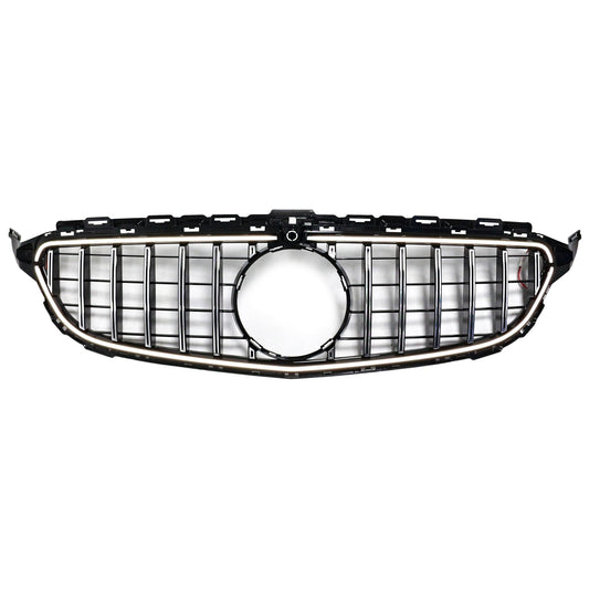 2015-2021 Mercedes Benz C-Class W205 C200 C250 C300 C350 Chrome Front Bumper Grill Grille W/LED