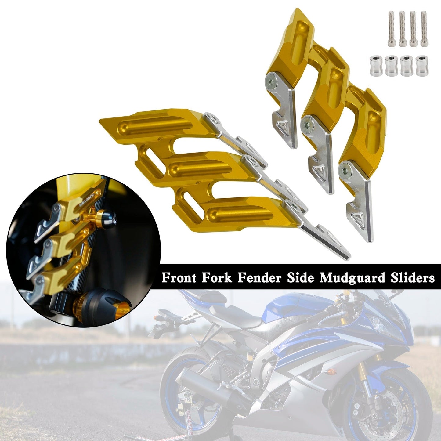 Guardabarros laterales y deslizadores de horquilla delantera CNC para Yamaha YZF-R15 V3 V4 2018-2022