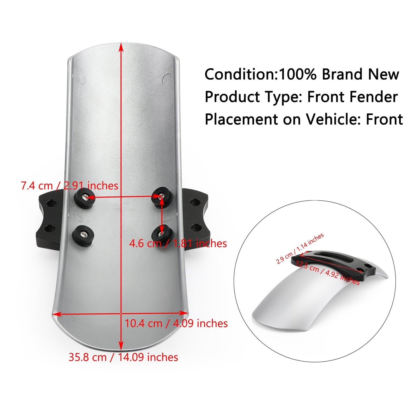 Front Fender Mudguard For For BMW R NINE T Scrambler 2016-2019 Silver