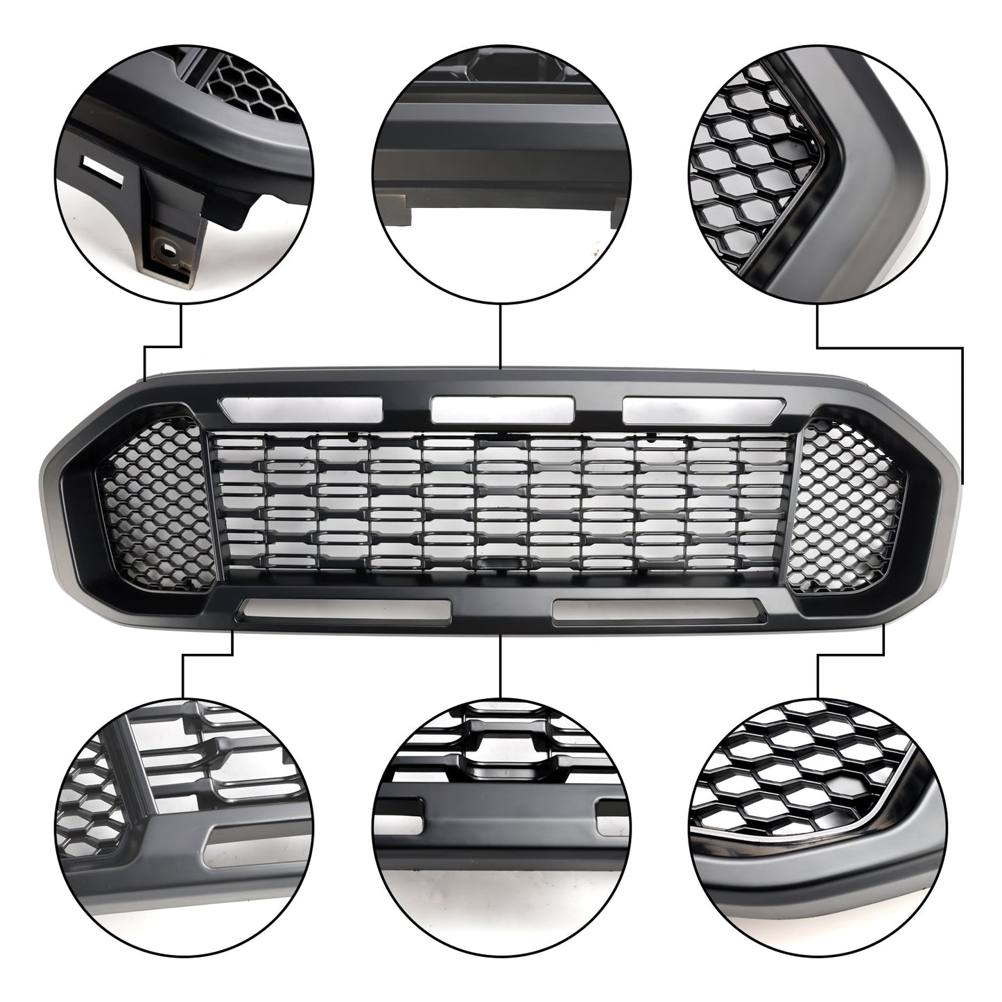 2019-2023 Ford Ranger T8 Black Front Bumper Grill Grille