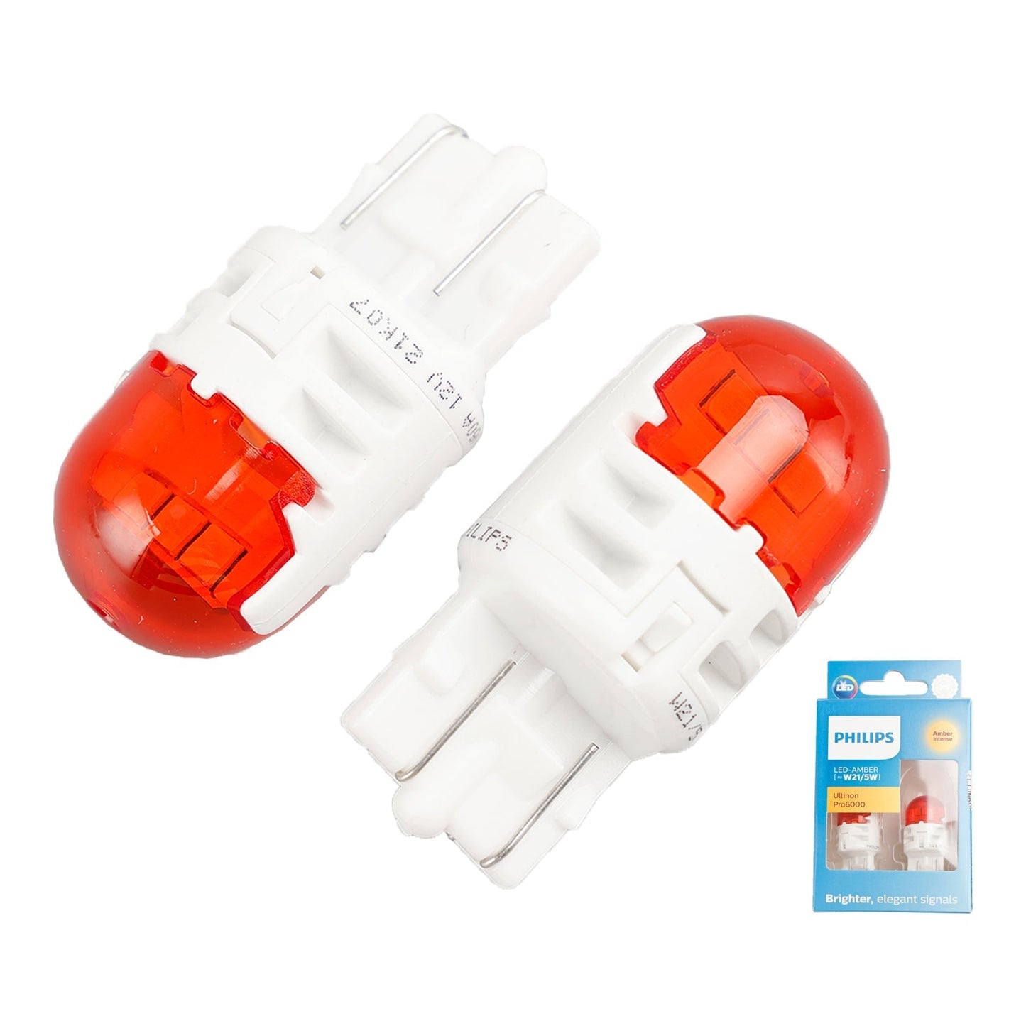 Pour Philips 11066AU60X2 Ultinon Pro6000 LED-AMBRE W21/5W AMBRE intense 80/16lm