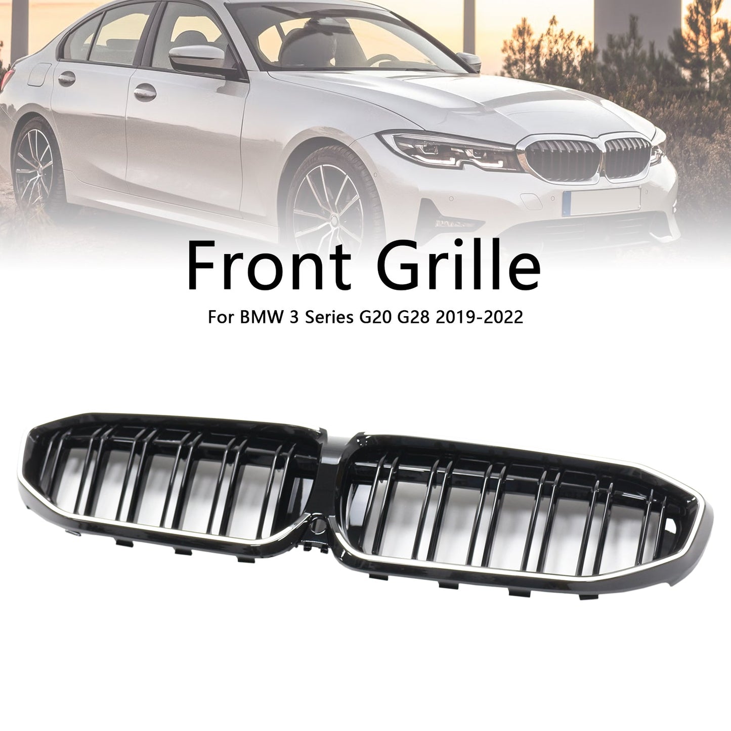 2019-2022 Double Slat Black Kidney Grille 51138072085 Fit BMW 3 Series G20