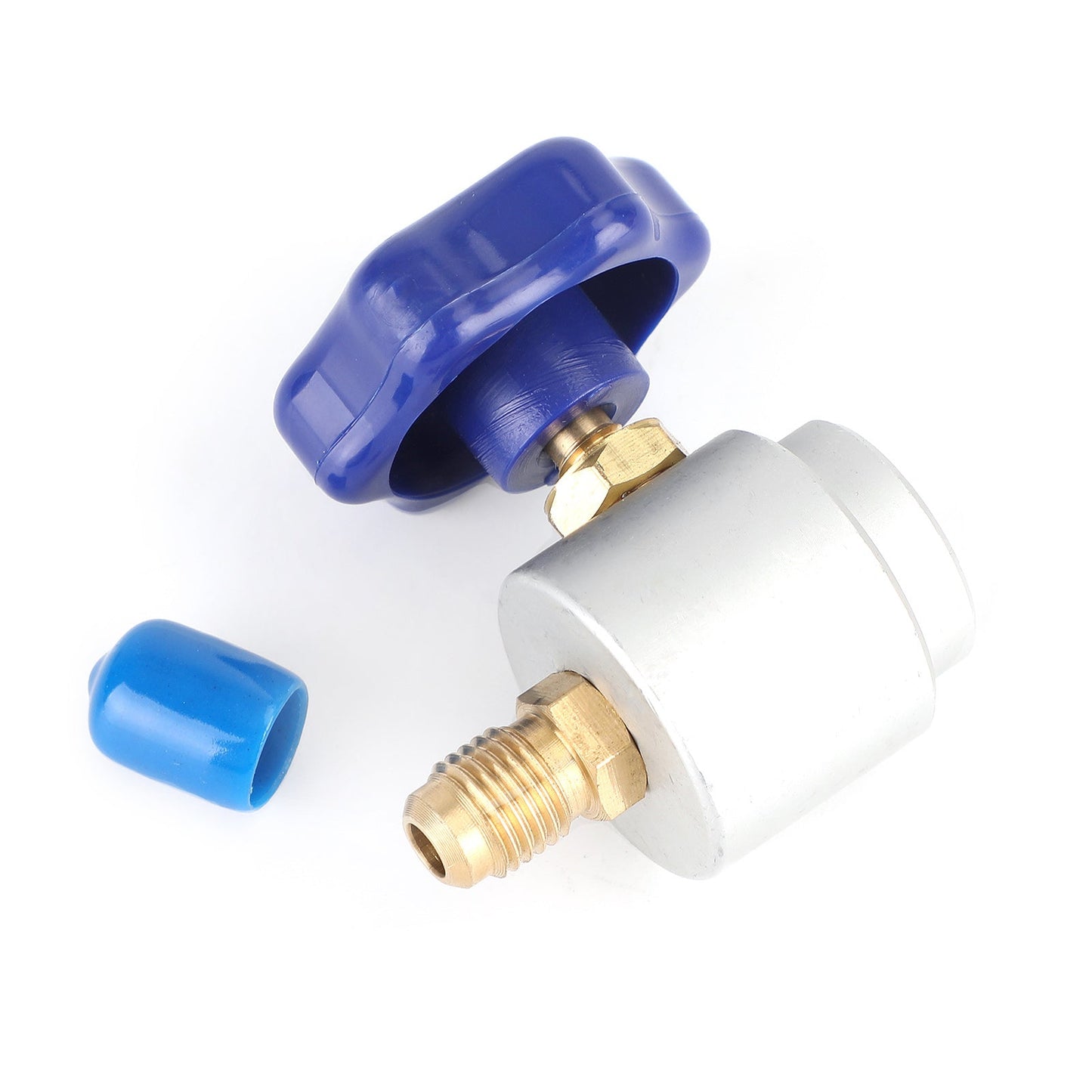 Dispensador de refrigerante con válvula de grifo para manguera de carga de CA de 1/4" y 1/2".