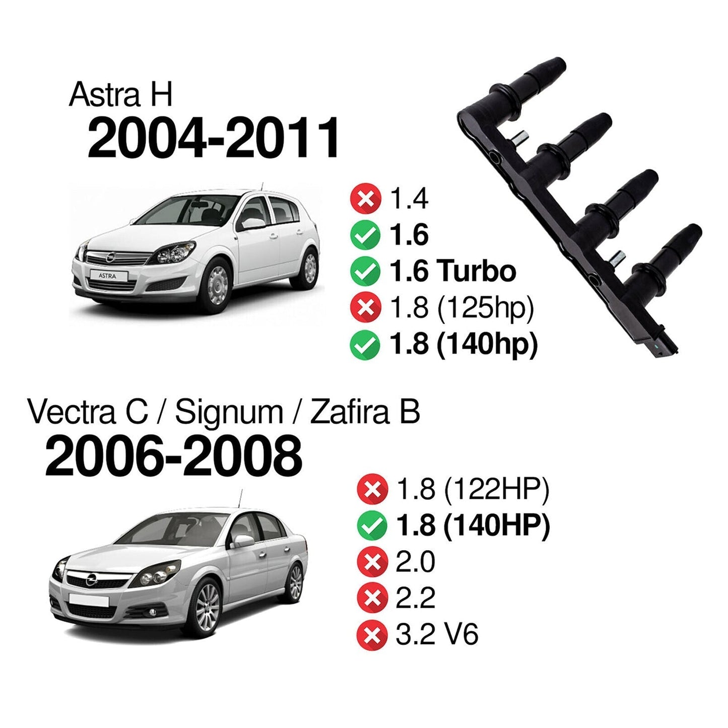 Pack bobine d'allumage Vectra C 2002-2008 95517924 120821