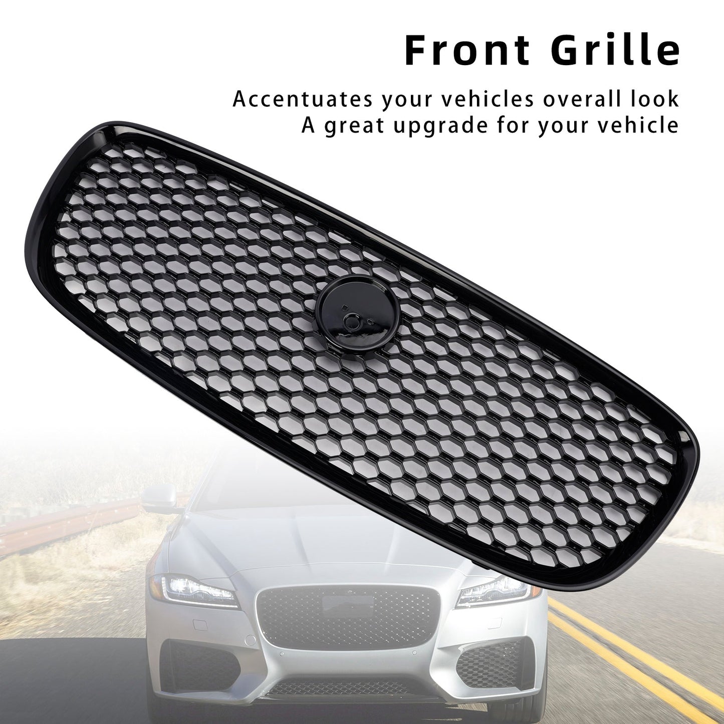 Jaguar XF 2016-2019 XF-R Style Grille Front Bumper Gloss Black Replacement Grill