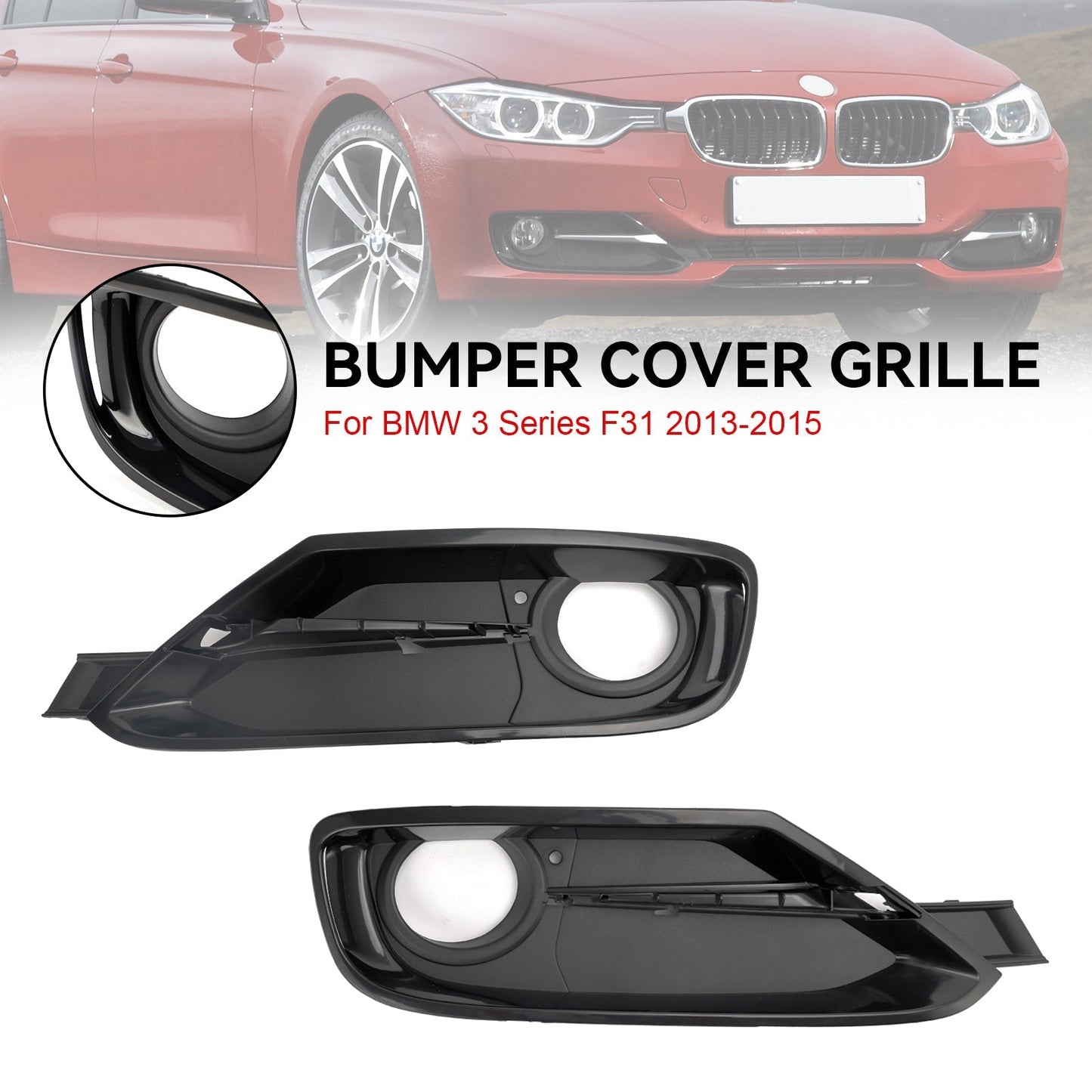 2014-2015 BMW 3 Series 328d 328d xDrive 2PCS Front Bumper Fog Light Grille Covers