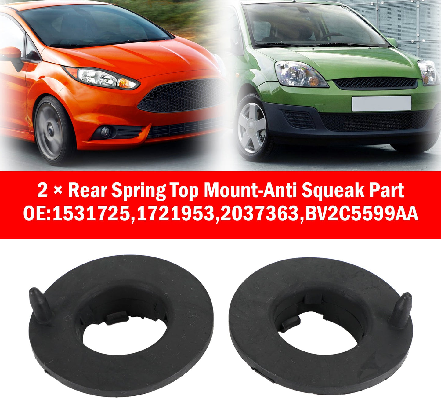 2 Rear Spring Top Mount-Anti Squeak Part for Ford Fiesta Mk7 09-17 1531725