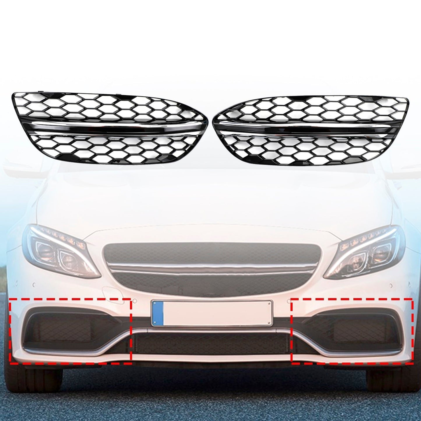 Benz 2015-2018 C-Class W205 14475205 2058851623 Black Chrome Front Fog Light Cover