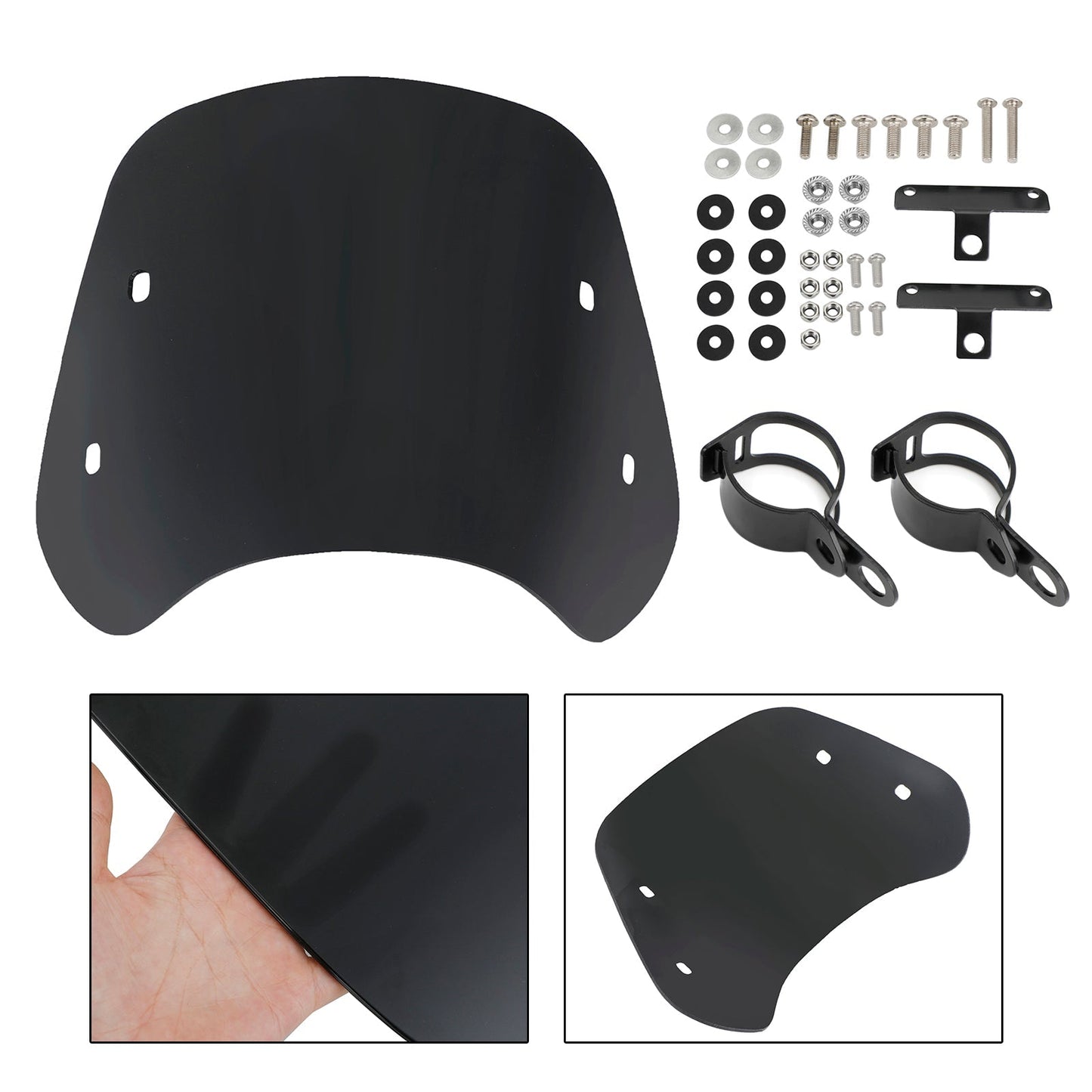 Pare-brise universel adapté aux motos avec fourche avant de 28 à 41 mm
