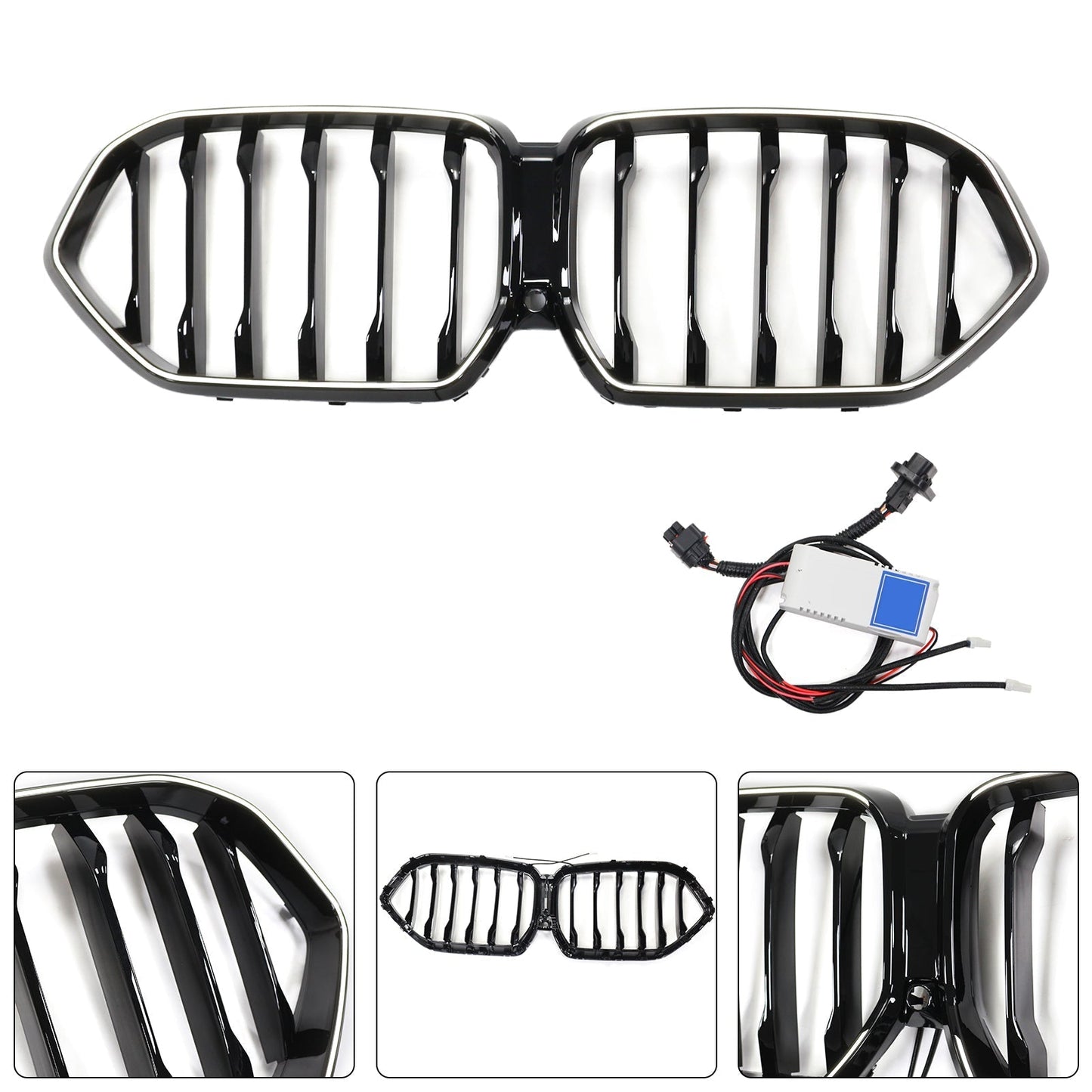 2020-2022 BMW X6 G06 M50i Black Front Bumper Grille Grill W/Camera Hole