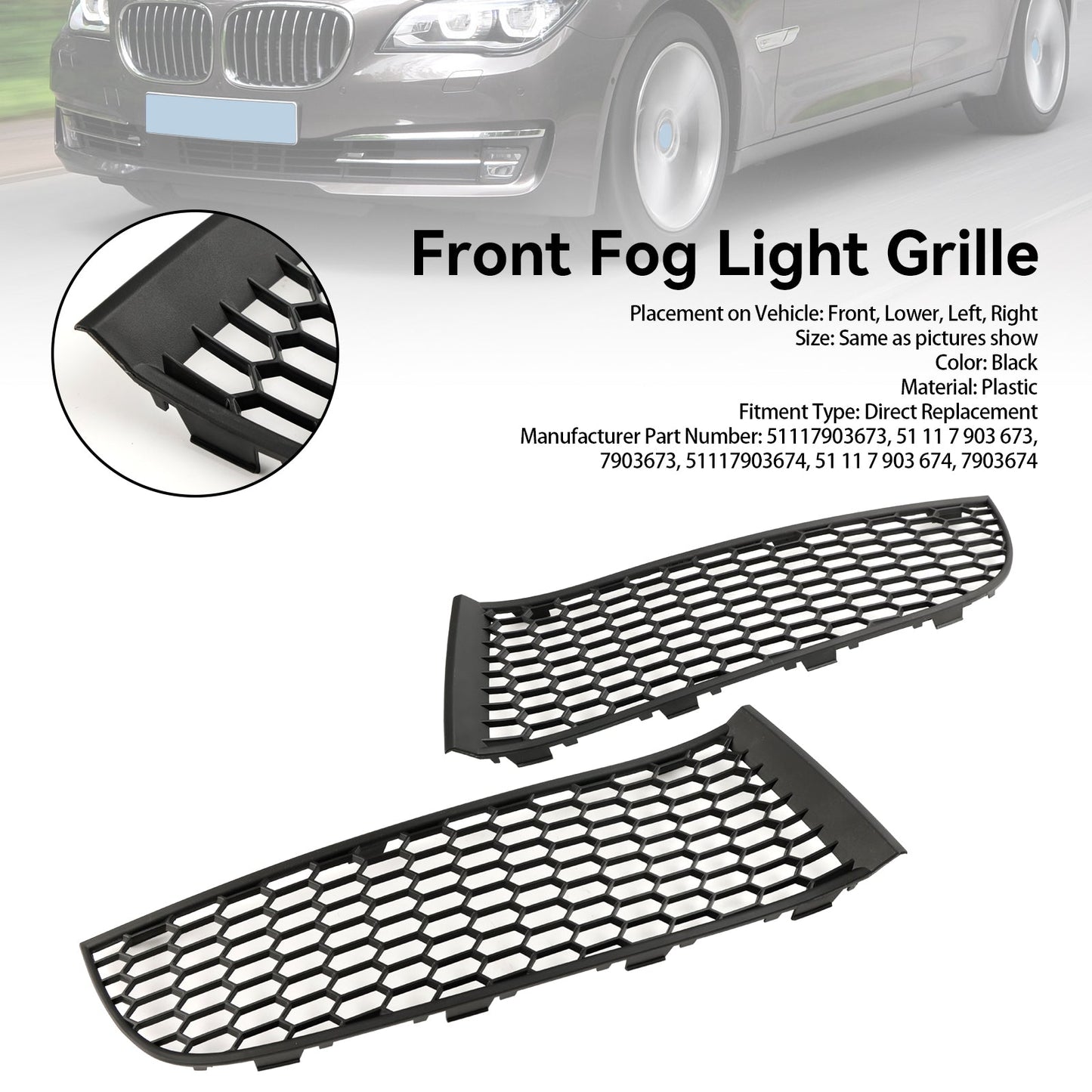 BMW 2009-2015 7 Series F01 F02 Front Bumper Lower Grille