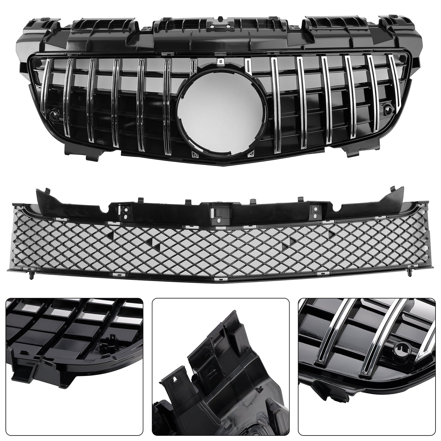 2011-2016 Mercedes-Benz SLK-Class R172 SLK55 Chrome Front Upper Lower Grille A1728880160