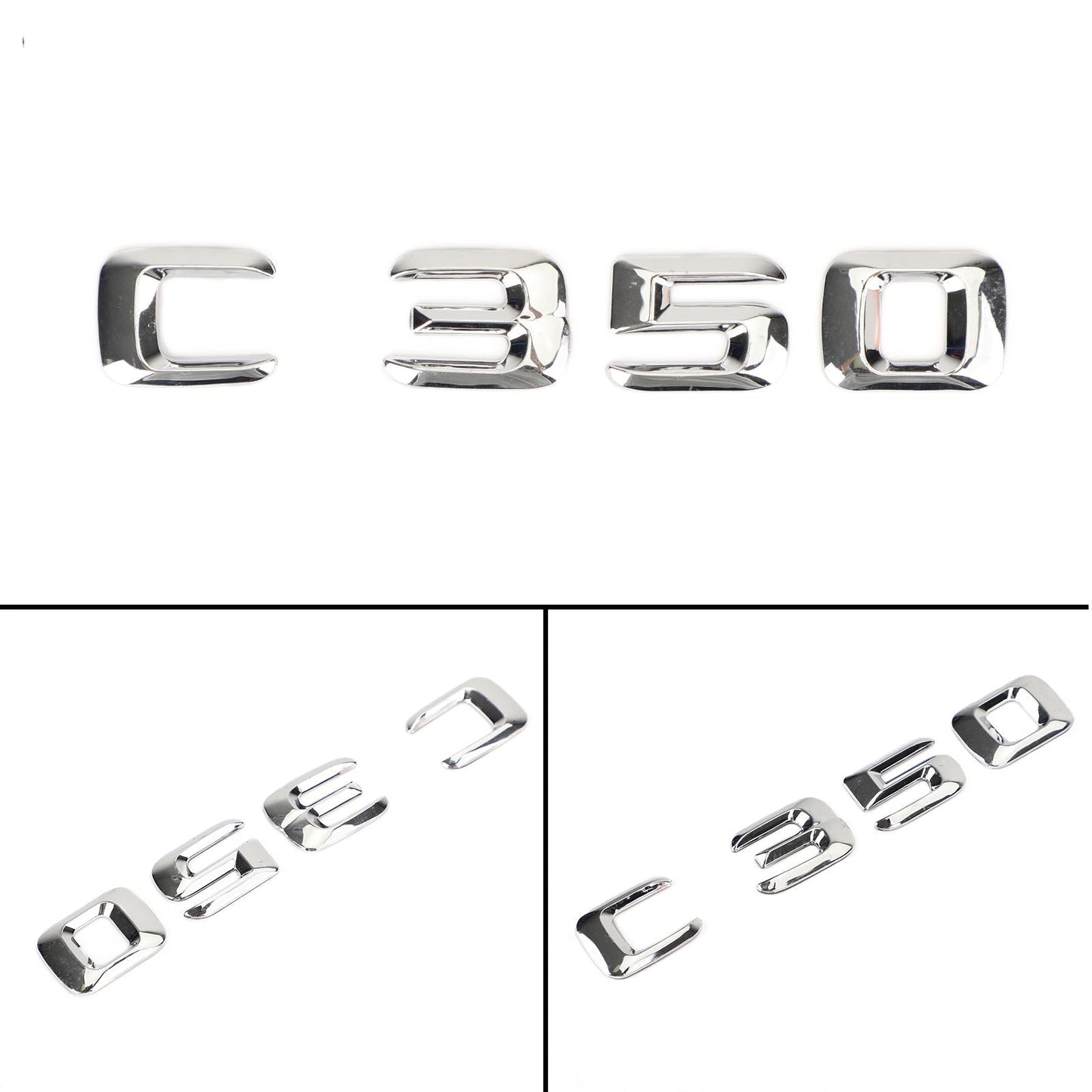 Rear Trunk Emblem Badge Nameplate Decal Letters Numbers Fit Mercedes C350 Chrome