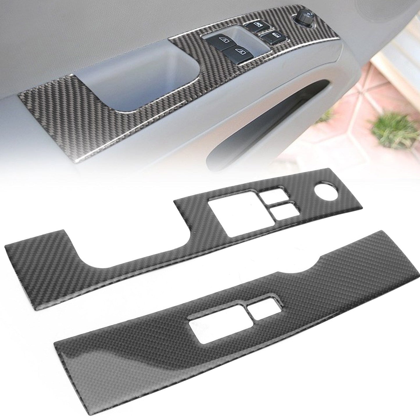Garniture de panneau de commutateur de lève-vitre intérieur en fibre de carbone pour Nissan 350Z 2006-2009
