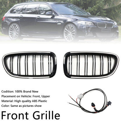 01.2009-10.2016 BMW 5 Series F10 Kidney Bumper Grille Grill Gloss Black 51137203649 51137203650