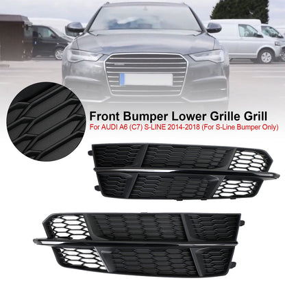 2016-2018 Audi A6 C7 S-Line Bumper Front Bumper Lower Grille Grill Matt Black 4G0807681AN 4G0807682AN Generic