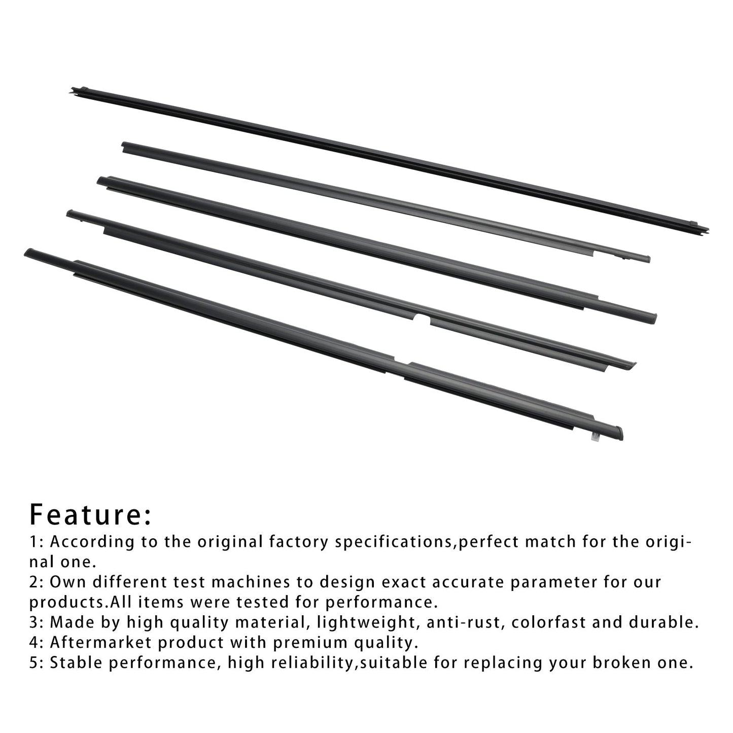 2003-2009 Toyota 4Runner 5Pcs Door Belt Molding Weatherstrips 68161-35060 68163-35030