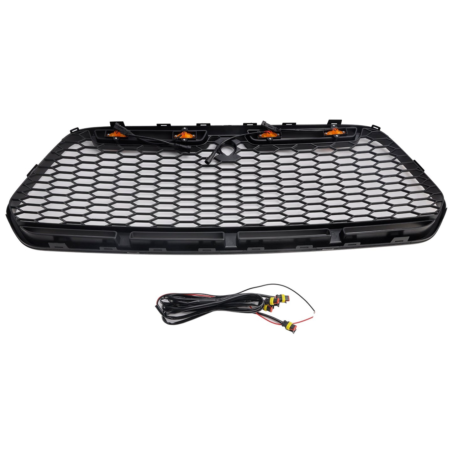 Matt Black Front Bumper Grill Grille Fit Ford Transit MK8 2015-2018 Raptor w/LED