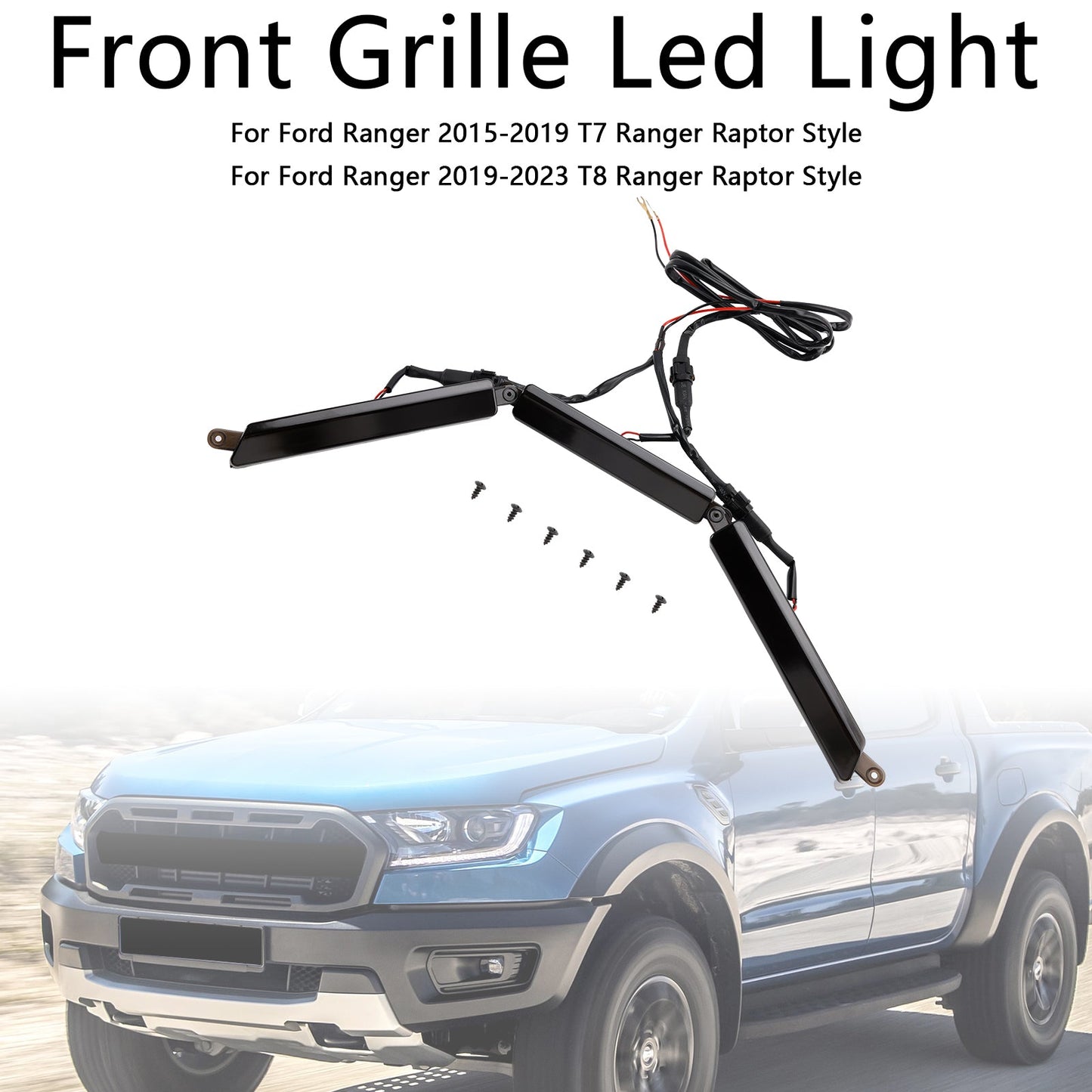 Front Bumper Grille Grill Yellow Led Light Fit Ford Ranger 2015-2023 T7 T8