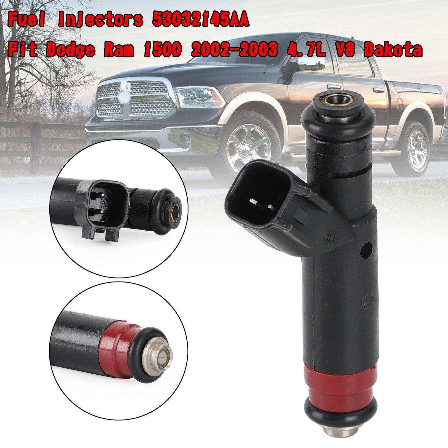 1 inyector de combustible 53032145AA compatible con Dodge Ram 1500 4.7L V8 2002-2003