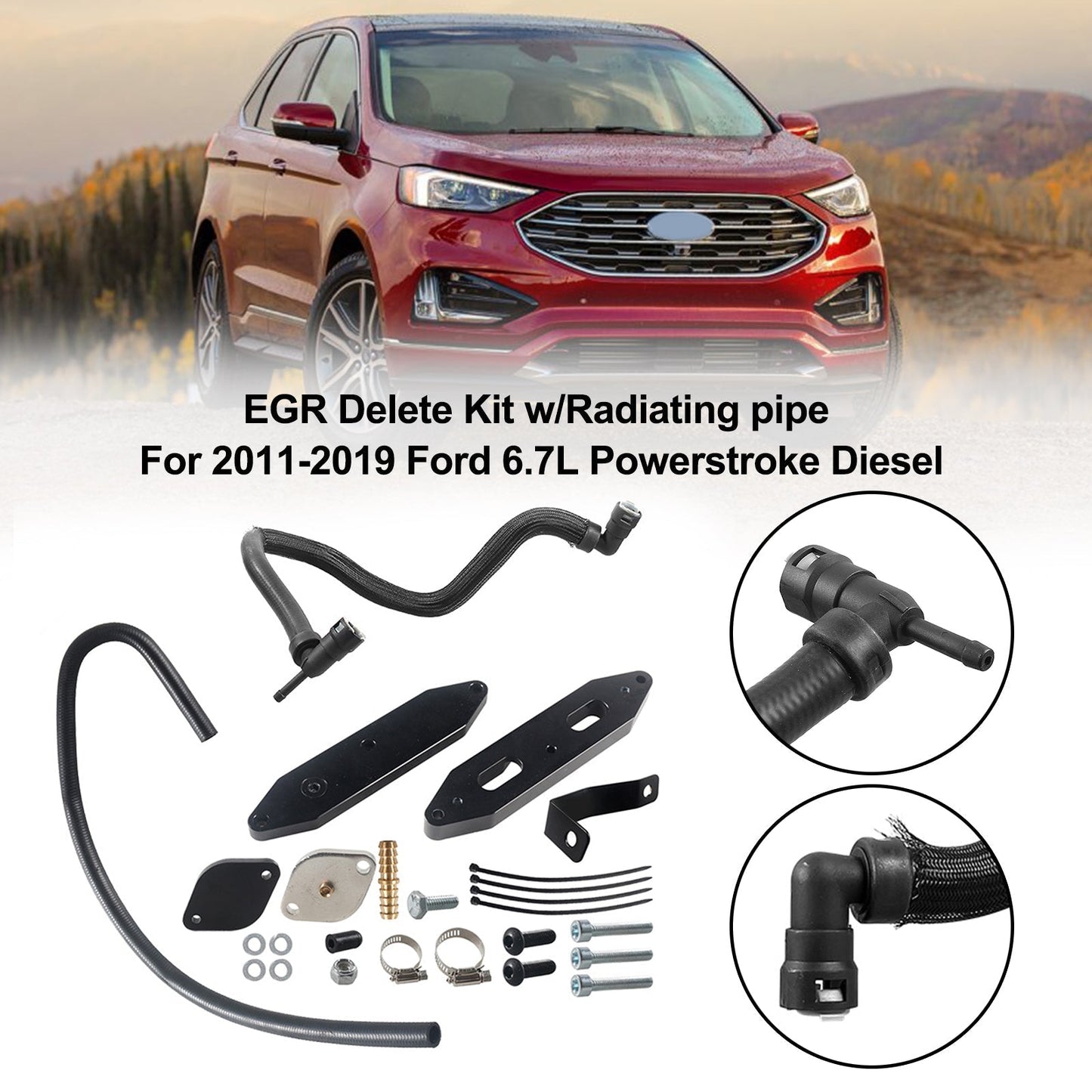 EGR Delete Kit w/Radiating pipe for 11-23 Ford 6.7L Powerstroke Diesel F250 F350 F450