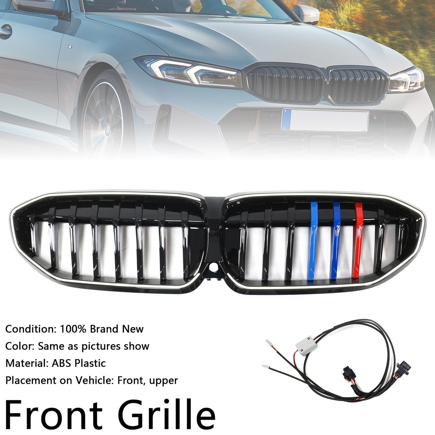 2019-2022 BMW 3 Series G20 Black Kidney Grille Grill M-Style 51138072085