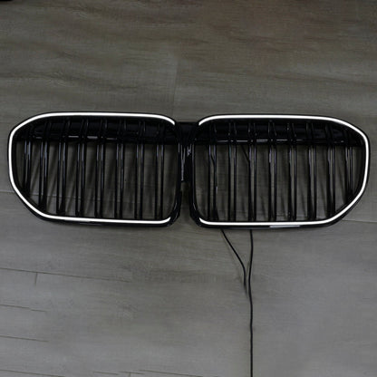 Double Slat Gloss Black Front Grill Grille Fit BMW 7 Series G11 G12 2019-2022