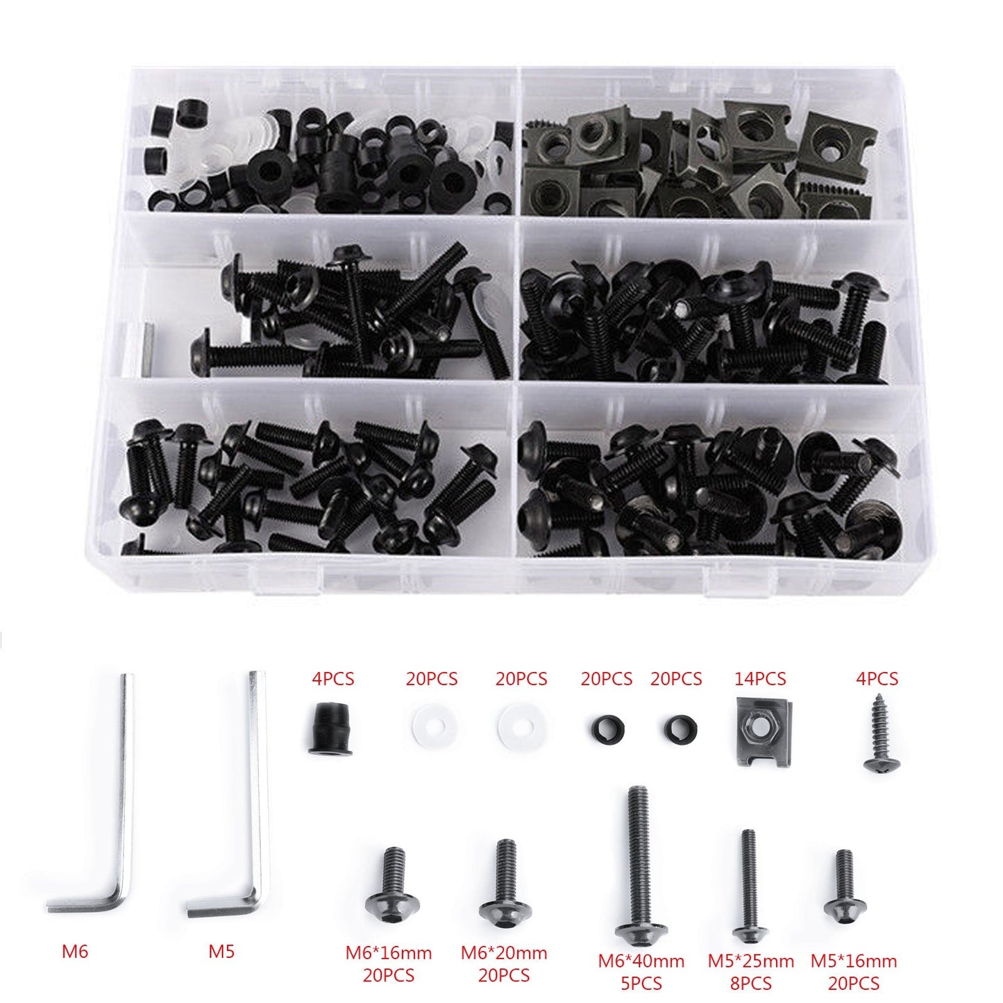 Honda Yamaha Suzuki Kawasaki 177PCS Fairing Bolt Kit Bodywork Screws