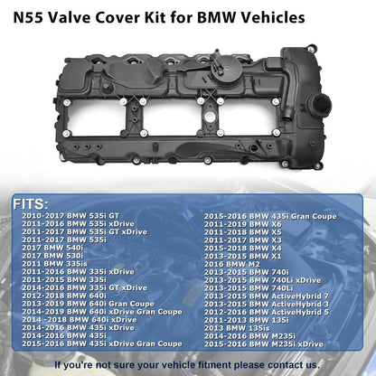 2009-2017 BMW F10/F11/F07 535i N55B30M0 3.0T N55B42 Engine Valve Cover w / Gasket+Cap 11127570292 E358-AS