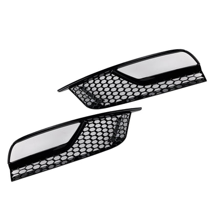 Gloss Black Front Fog Light Grill Covers Fit Audi A3 8V Sedan 2013-2016