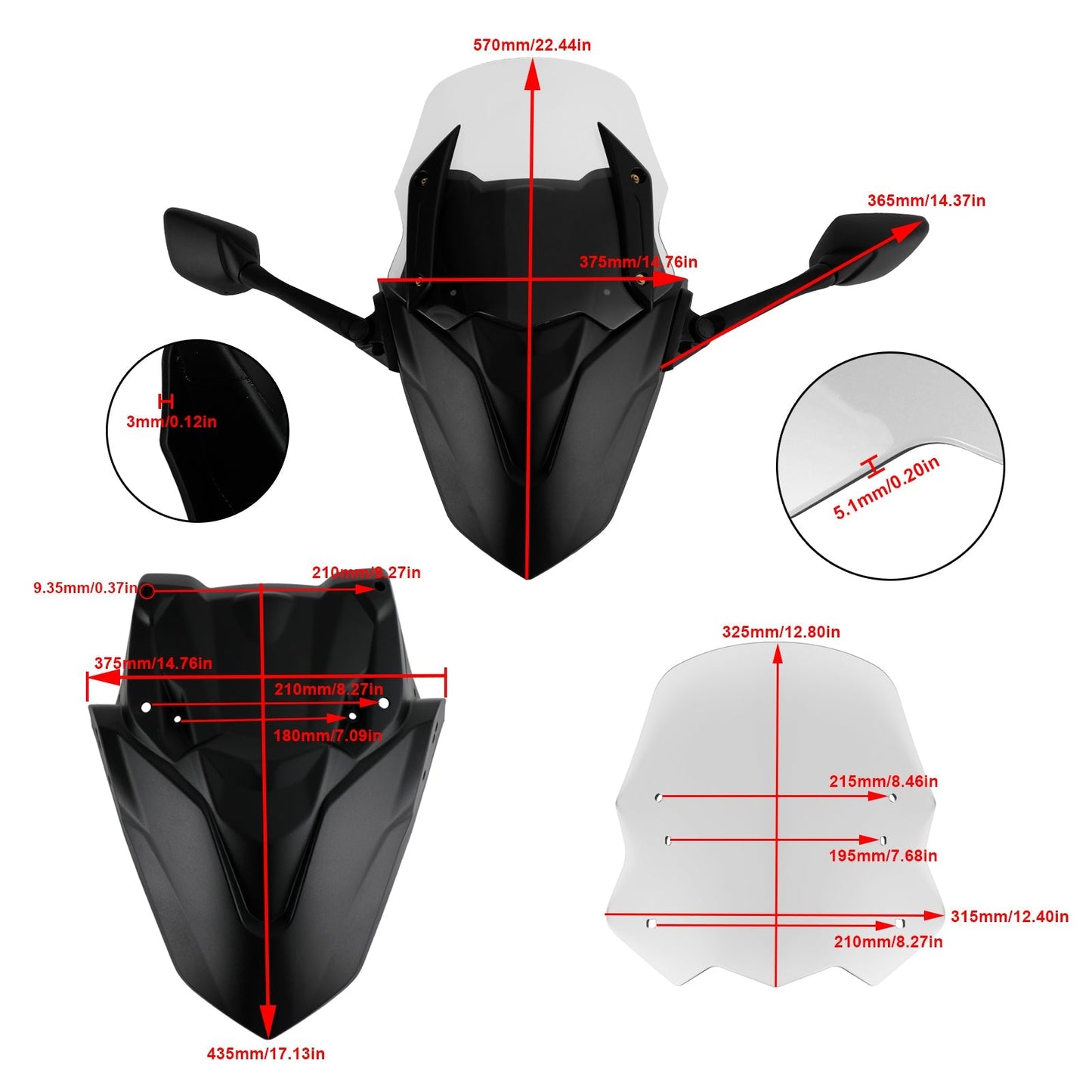 Pare-brise de moto ABS adapté pour Yamaha NMAX155 N-MAX 155 2021-2022