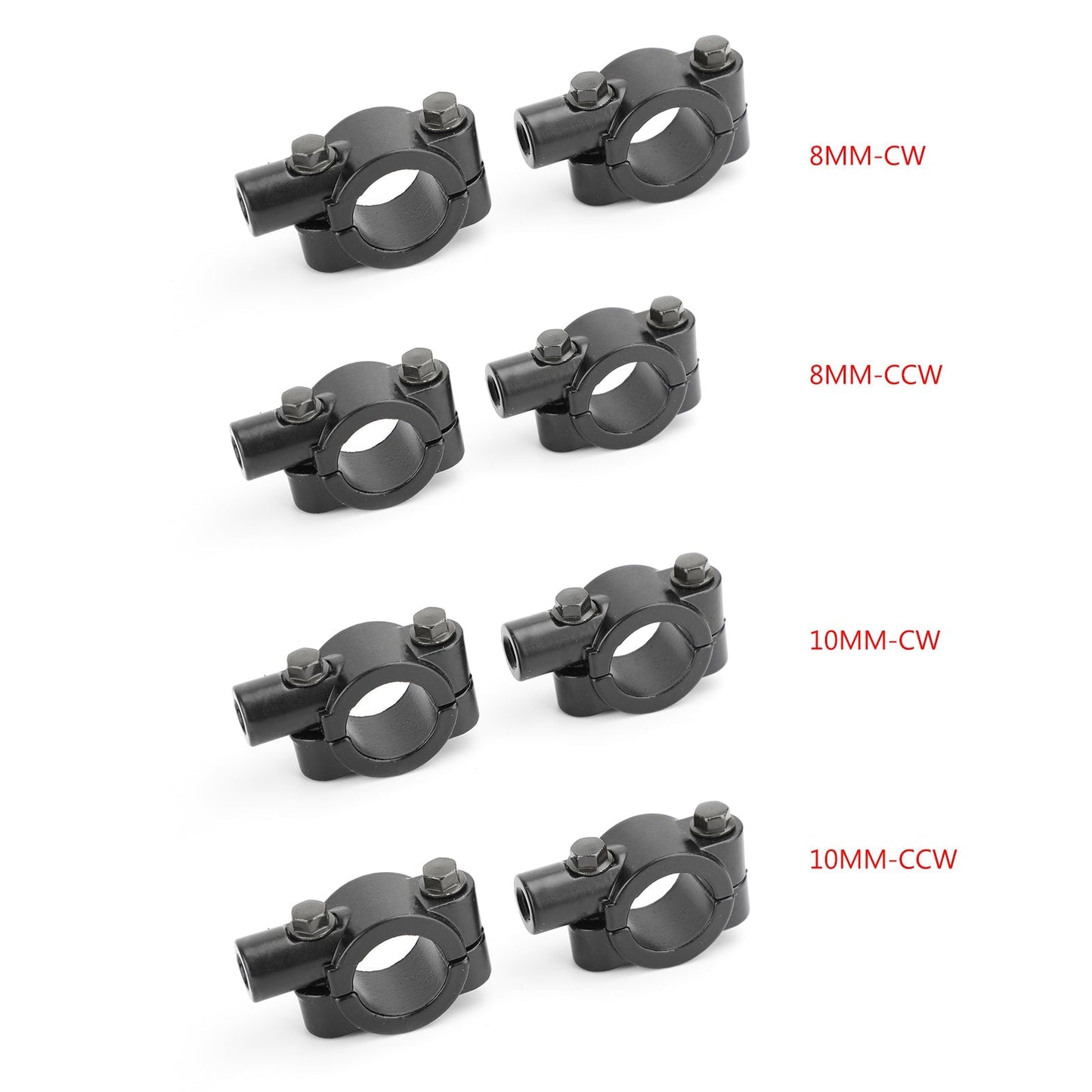 Adaptateur de rétroviseur de guidon de moto 7/8" avec support de fixation à pince 8 mm CW en aluminium