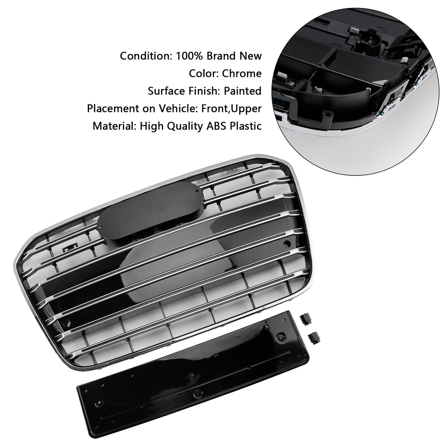 S6 Style Front Bumper Grill Grille Fit Audi A6 C7 2012-2015 Chrome