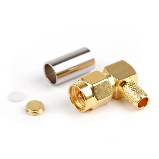 Lot de 10 connecteurs SMA mâles à angle droit pour câbles RF RG58, RG142, RG400 et LMR195