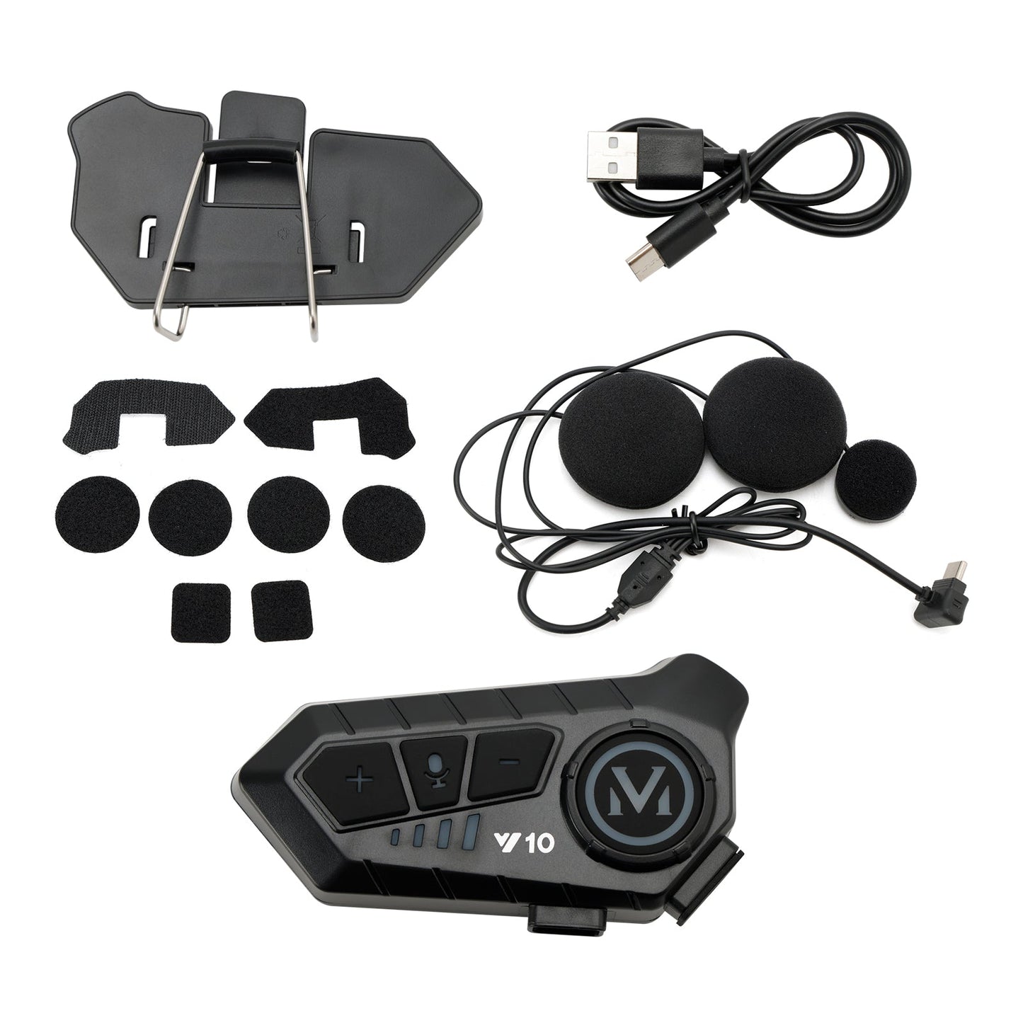 Casque Bluetooth universel avec haut-parleur et écouteurs pour moto, noir