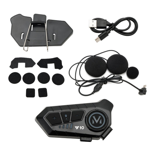 Casque Bluetooth universel avec haut-parleur et écouteurs pour moto, noir