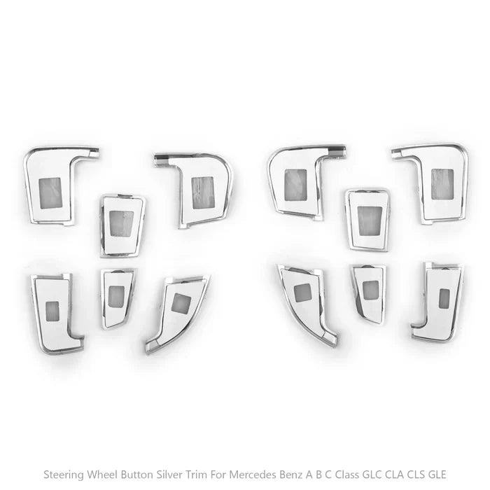 Bouton de volant avec garniture argentée pour Mercedes Benz ABC GLA GLS GLE CLS Class 2015 et plus
