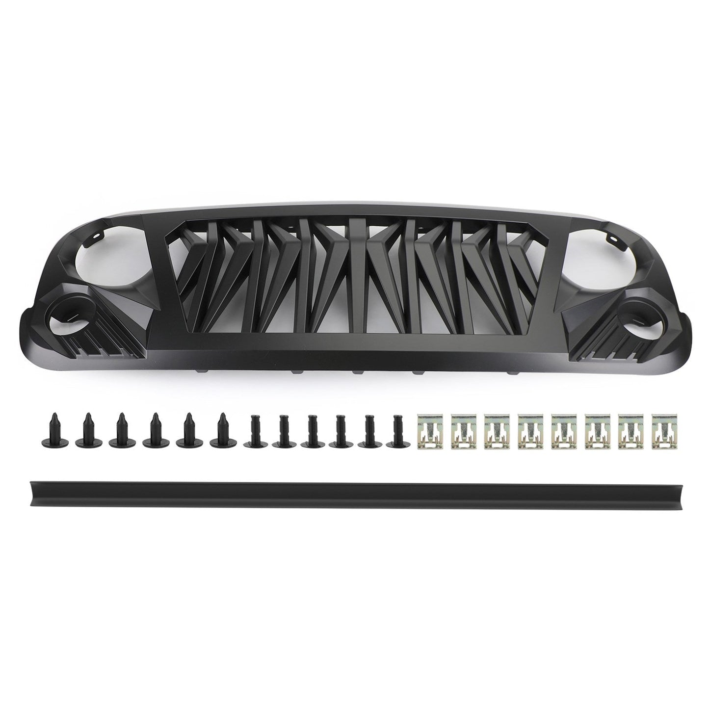 Jeep 2007-2018 Wrangler JK JKU Matte Black ABS Grill Replacement Front Shark Grille
