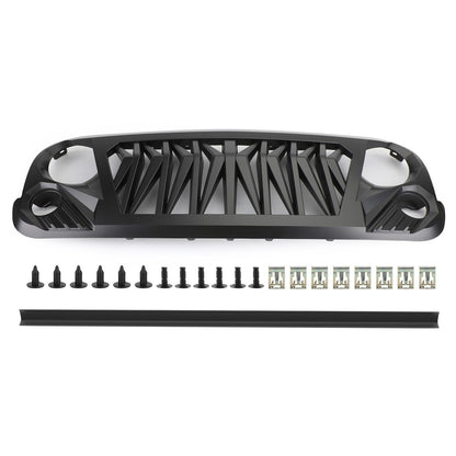 Jeep 2007-2018 Wrangler JK JKU Matte Black ABS Grill Replacement Front Shark Grille