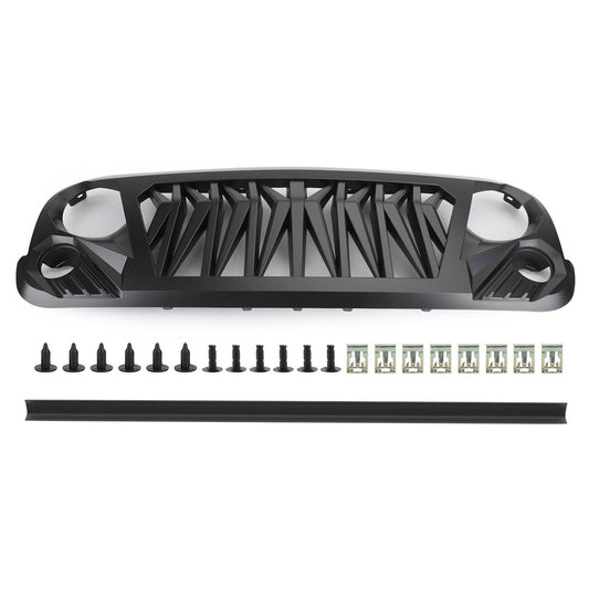 Jeep 2007-2018 Wrangler JK JKU Matte Black ABS Grill Replacement Front Shark Grille