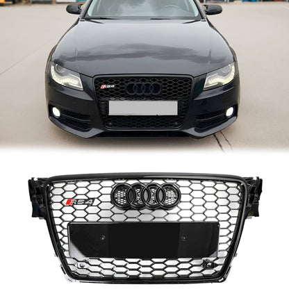 Audi 2008-2012 A4/S4 B8 Grill Replacement RS4 Style Honeycomb Sport Mesh Hex Grille Black