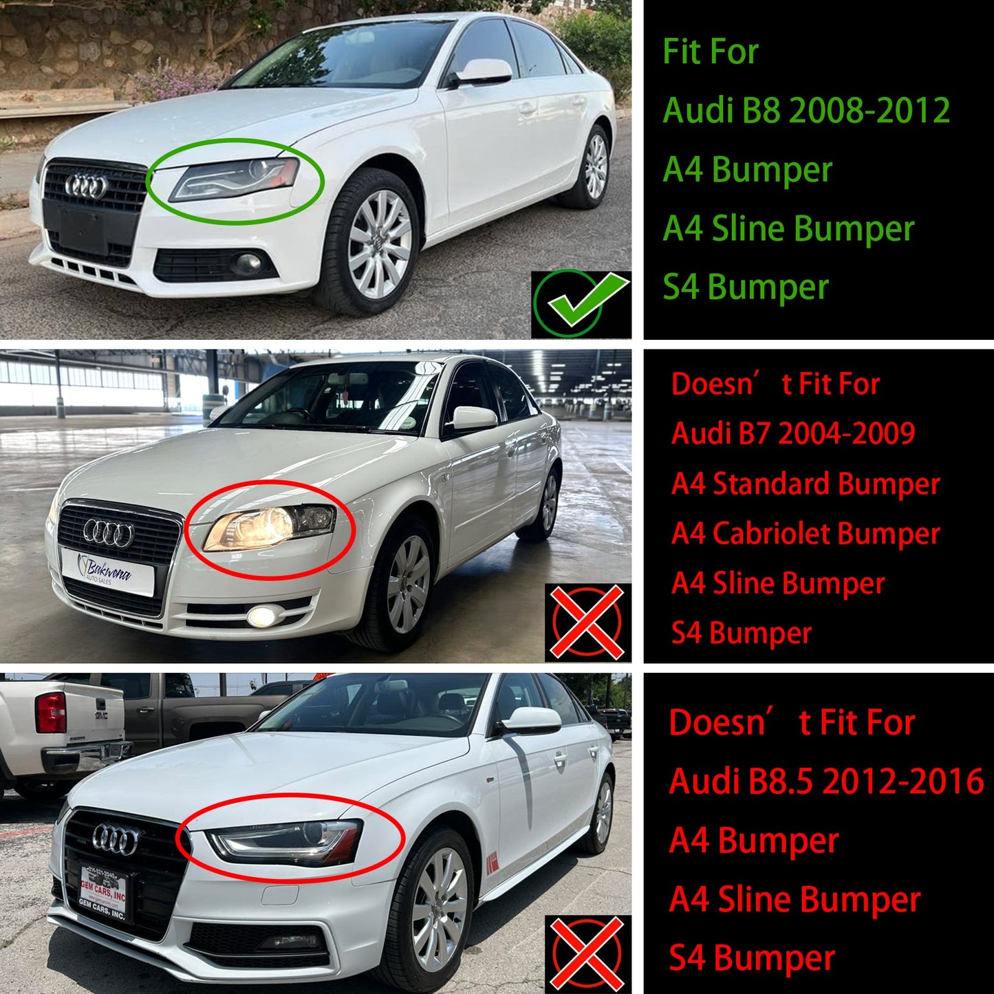 2008-2012 Audi A4/ A4 Sline/ S4 B8 RS4 Honeycomb Style Grill Sport Mesh Front Grille Glossy Black W/ Silver Ring Emblem